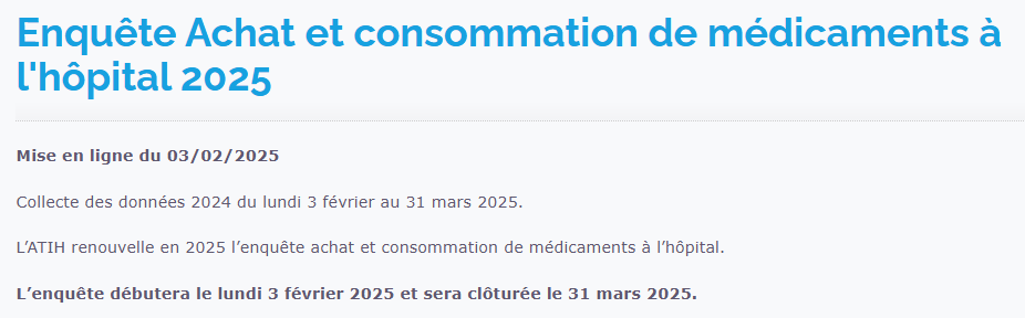 Enquête ATIH 2025